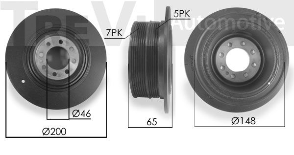 TREVI AUTOMOTIVE Piedziņas skriemelis, Kloķvārpsta PC1251